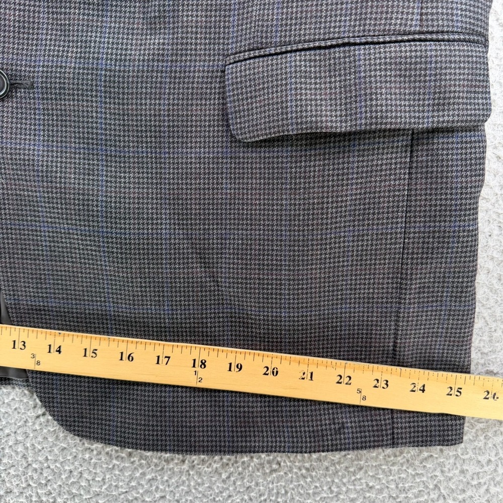 Jos A Bank Traveler Tailored Fit Sport Coat Blazer Men 48R Wool Houndstooth Gray - Picture 11 of 16
